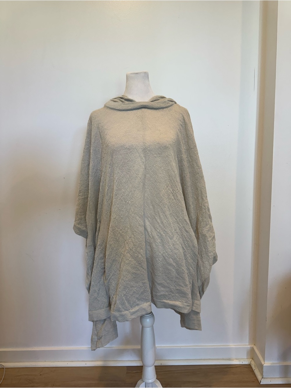 Helmut Lang Light Beige Hooded Poncho Sweater